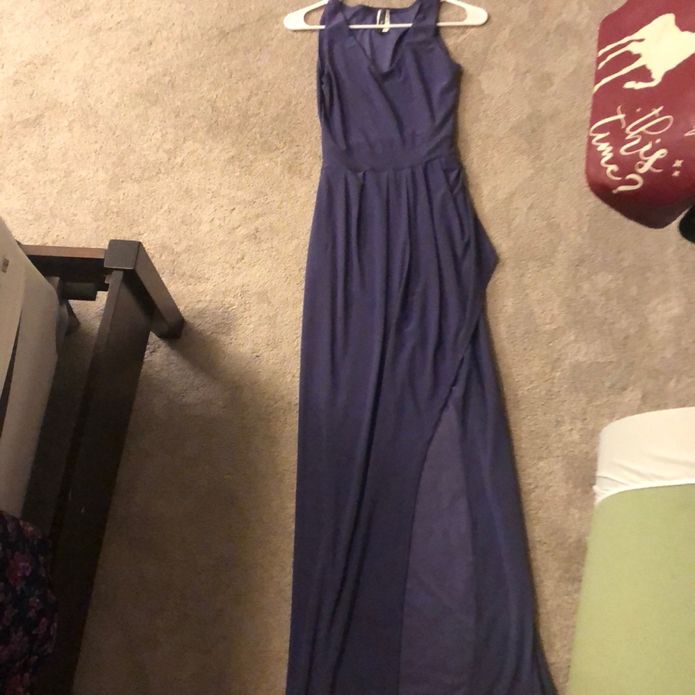 Floor length purple dress